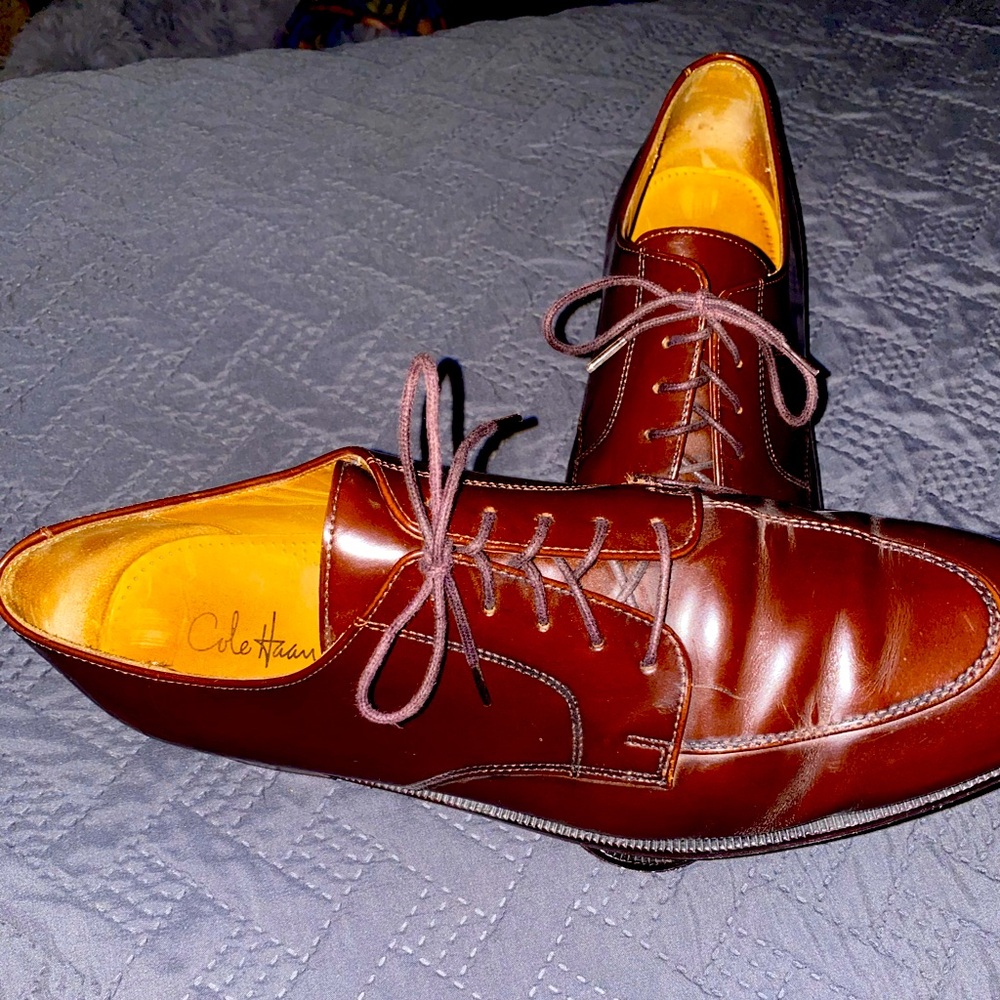 Cole Haan Mens Split Toe Leather Shoe 12D excellent condition